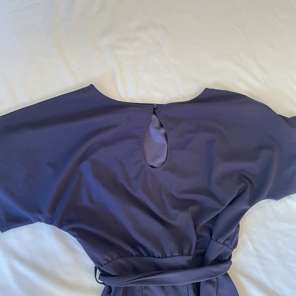Women's Navy XL One Piece Romper/Jumpsuit Short Sleeve Belted Side Zipper Long - Picture 8 of 11